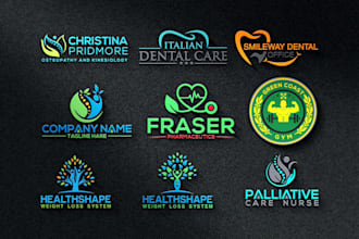 design health, wellness, yoga, fitness, dental and medical logo design