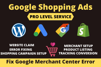 setup google shopping ads, feed and fix merchant center error