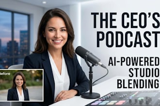 do ai photo manipulation for podcast image and photoshop it