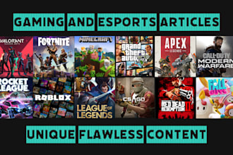 write SEO friendly esports and gaming related articles