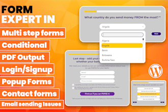 create or fix contact form, multi step form, login form and wordpress form