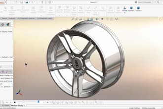 design 3d model of audi rim in solidworks