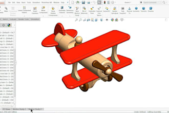 design wooden toy plane in solidworks