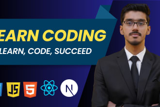 teach, tutor or help you learn html, css, javascript, react next js and mern