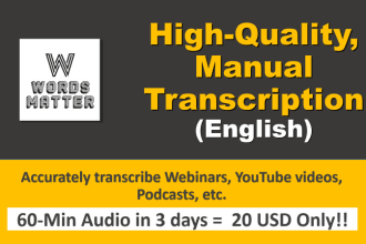 do high quality english transcription for audio and video