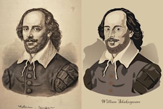 originate you a set of semi realistic vector portraits