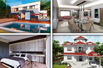 design interior, exterior with 3d modeling and rendering