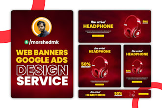 create web banner design, web slider, header, google display banner ads design