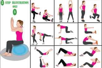 draw unique creative, exercise, yoga, fitness, workout illustration