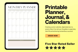 design customize calendar, planners, journals, and stationery
