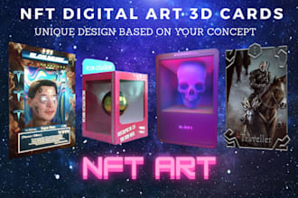 create unique 3d nft crypto art card and coin