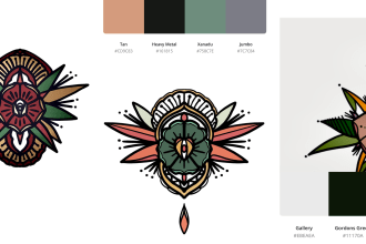 create a 2d ornamental, floral based tattoo design made with pastel colours