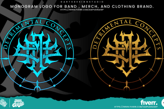 draw monogram band logo,music,metal,horror,clothing,hand drawn