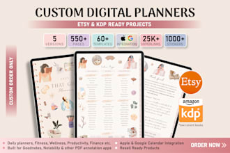 be your etsy digital planner designer for long term