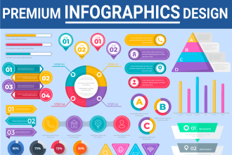 design premium infographic flowchart bar chart tables graphs