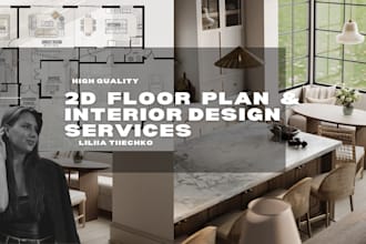 do 2d watercolor layout floor plan design, landscape design