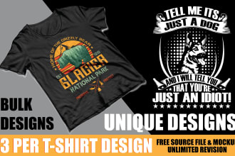 bulk t shirt design for merch, printful or teespring