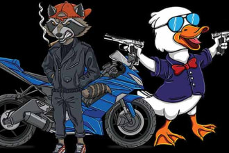 create custom cartoon illustration for  t shirt design