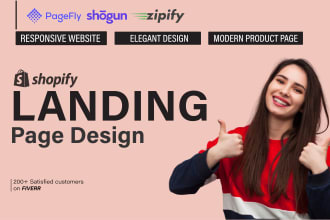 design shopify landing page, home page, product page using pagefly