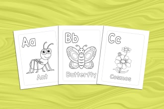 design children coloring book pages, activity books for KDP