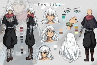 illustrate anime character sheet in best detail
