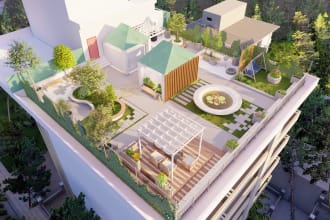 design landscape, front and back yard, rooftop, garden patio