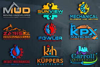 design plumbing heating cleaning air mechanical oil gas logo