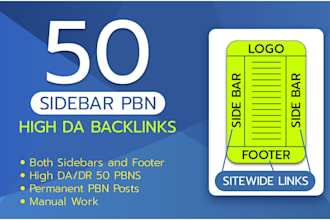 build 5 sidebar blogroll footer homepage backlinks da DR 70 sites