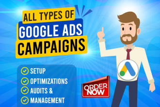 setup google ads adwords, PPC, shop, and leads campaigns
