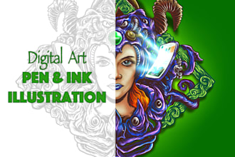 create digital art with pen and ink illustration