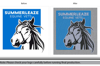 do embroidery digitizing logo into dst, pes, emb in 2 hours
