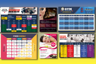 do checklist, price list, schedule, sell sheet, menu list for spa, salon, gym