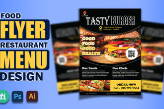 design best quality restaurant menu, food flyer, digital menu board
