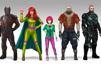 draw scifi fantasy art 2d character design for 3d model