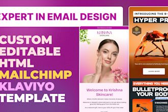 create responsive HTML email templates for mailchimp, klaviyo and hubspot