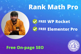 install and setup rank math pro SEO premium plugin and wp rocket, elementor pro