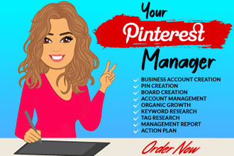 do pinterest management, set up boards, grow traffic
