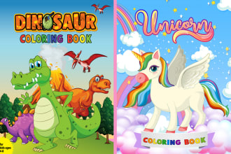 create unique kids coloring book cover design for amazon kdp