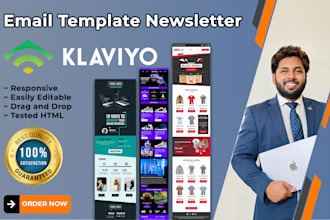 develop editable HTML klaviyo email template and newsletter