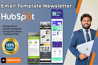 develop editable hubspot HTML email template and newsletter