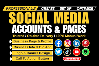 professionally create and setup social media business accounts and facebook page