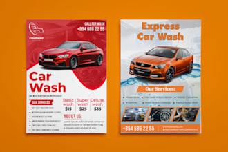 do car wash, car service, rental flyer, car detailing and trucking flyer