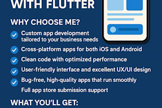 develop a professional flutter mobile app for android and ios