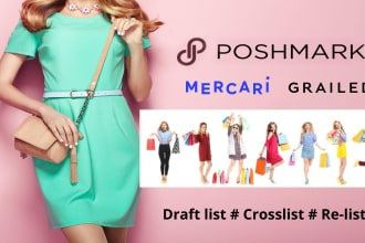draft listing and crosslist on poshmark, mercari, grailed