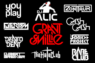 design dj, band,artist,typography logo
