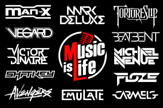 design, music,rap,producer,dj,urban text logo