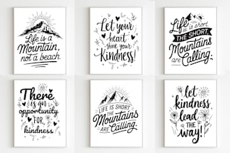 do typography design, wall art , hand lettering quote and phrase anything design
