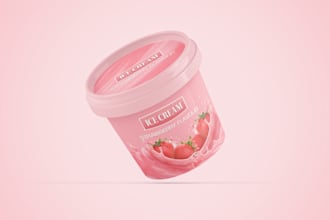 do food ice cream orange, mango, milk, packaging design