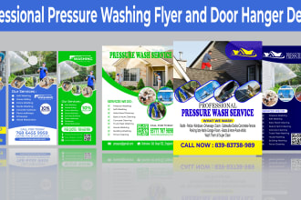 design attractive pressure washing flyer, door hanger and postcard
