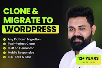 clone website and migrate wix squarespace webflow framer to wordpress elementor